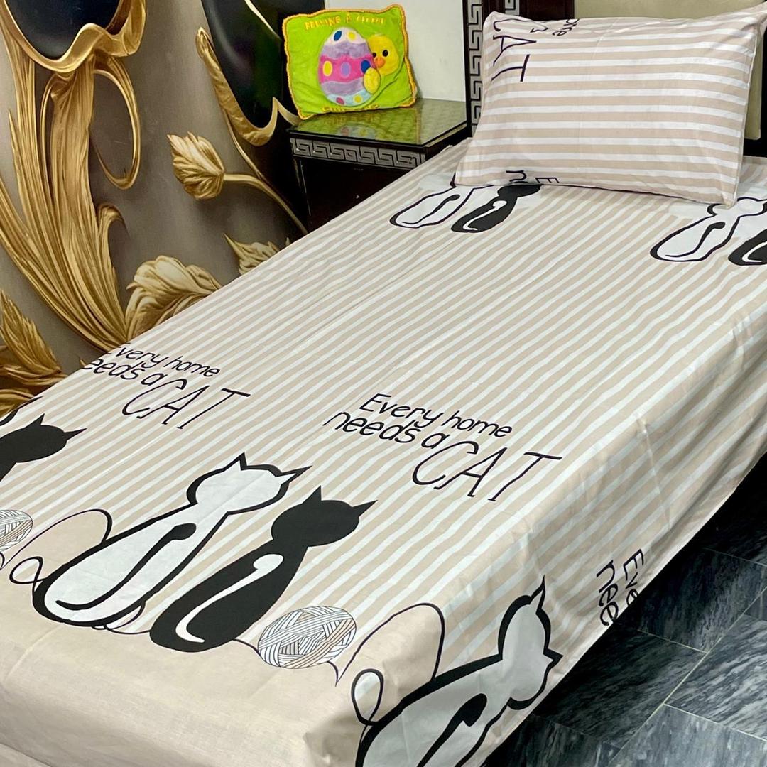 Elegant Cotton Printed Single Bedsheet Set - 2 Pcs