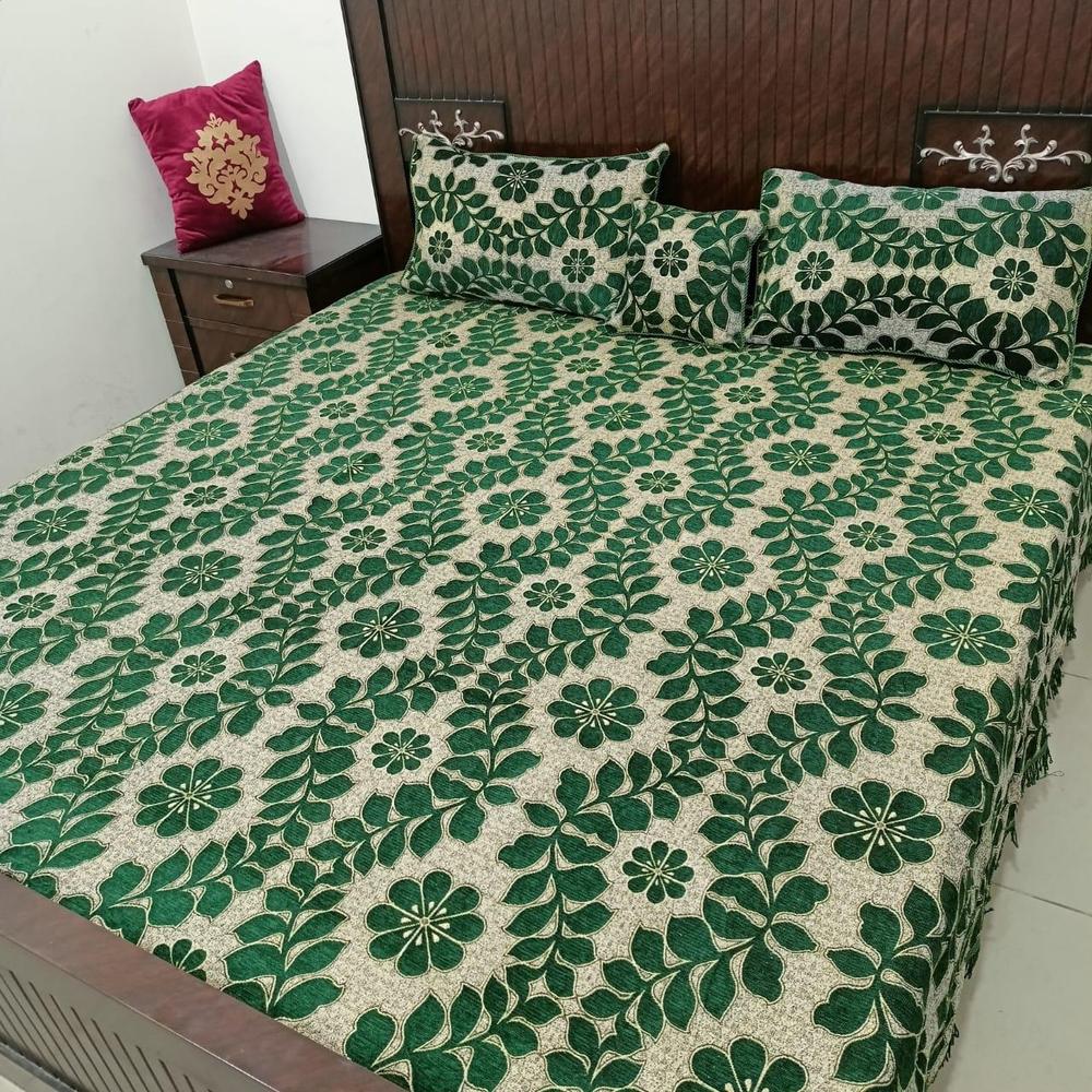 4 Pcs Velvet Jacquard Double Bedsheet