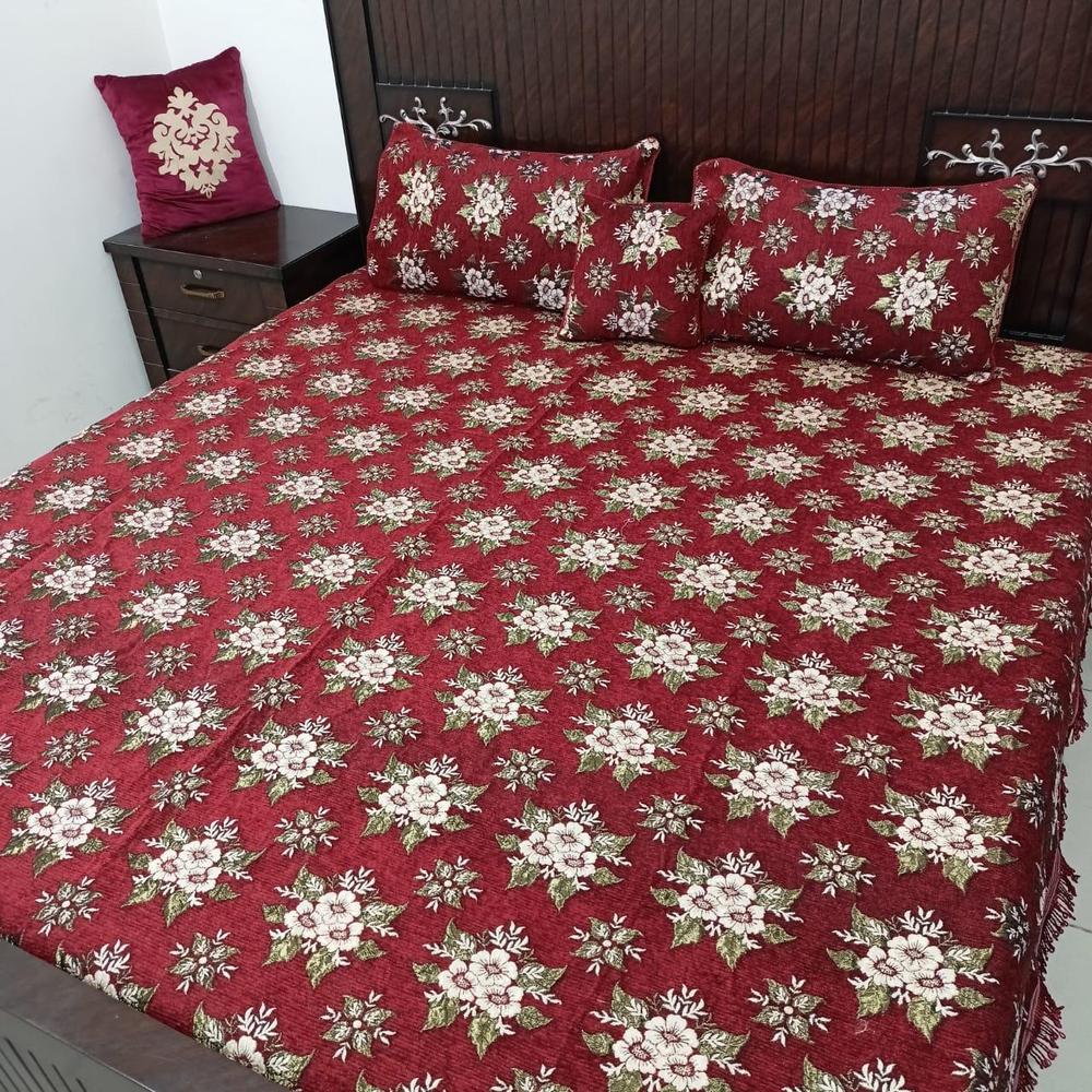 4 Pcs Velvet Jacquard Double Bedsheet