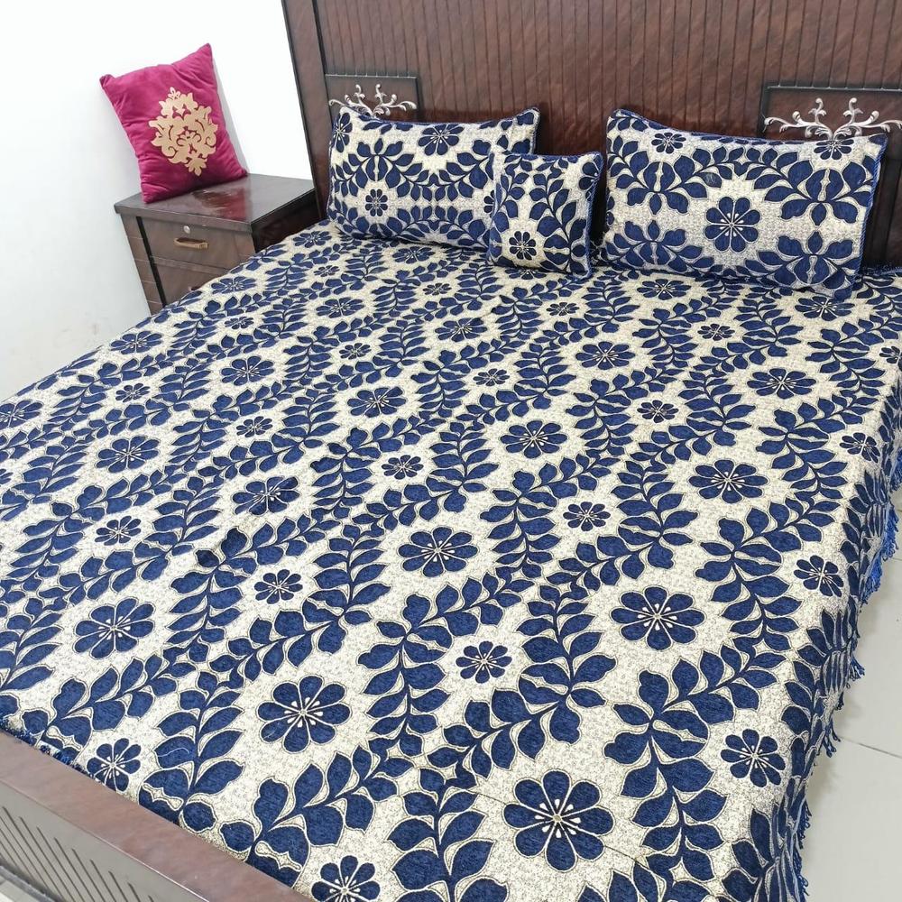 4 Pcs Velvet Jacquard Double Bedsheet