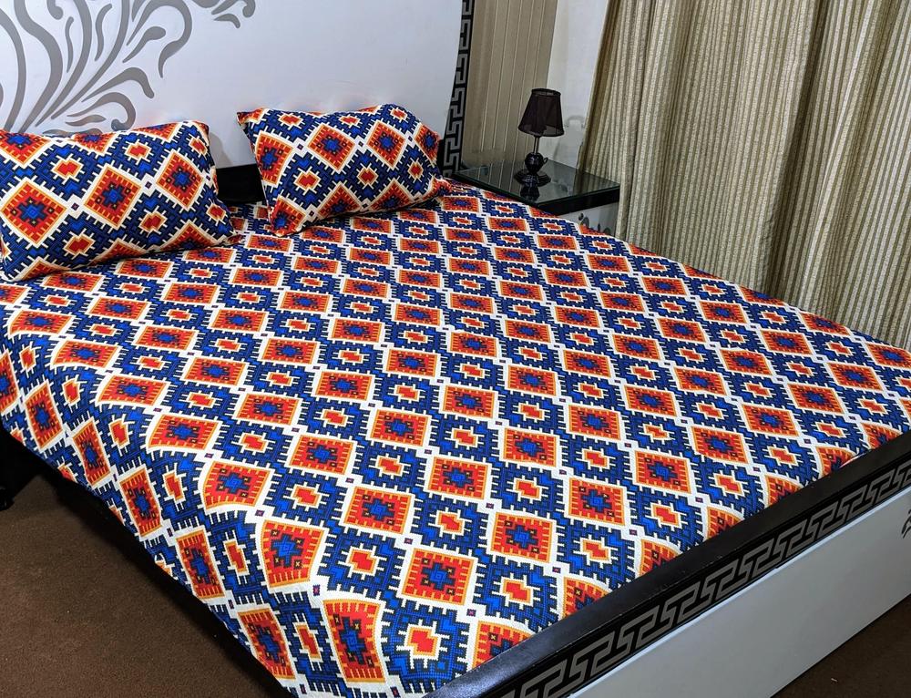 3 Pcs Crystal Cotton Printed Double Bedsheet