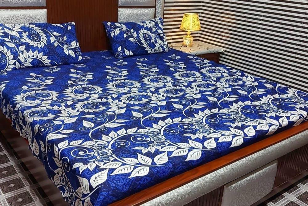 3 Pcs Crystal Cotton Printed Double Bedsheet