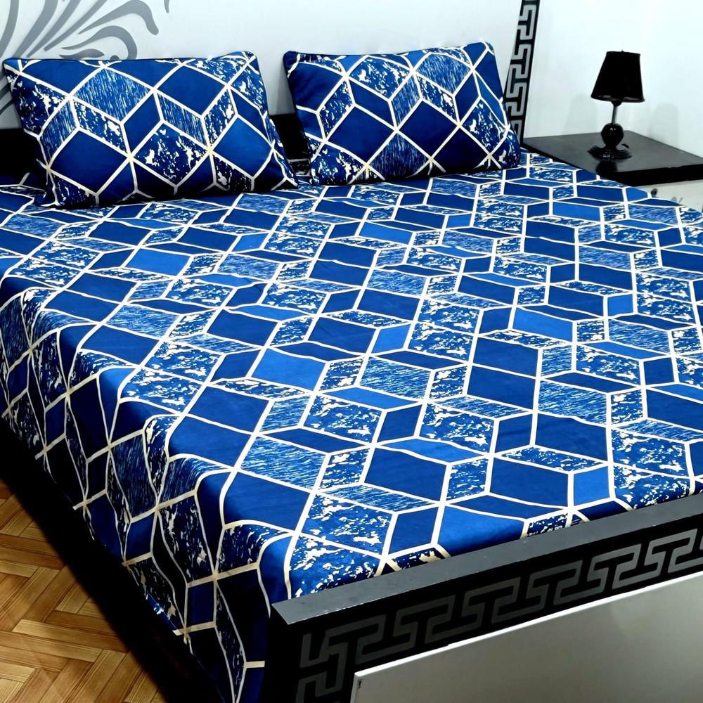 3 Pcs Cotton Sotton Printed Double Bedsheet