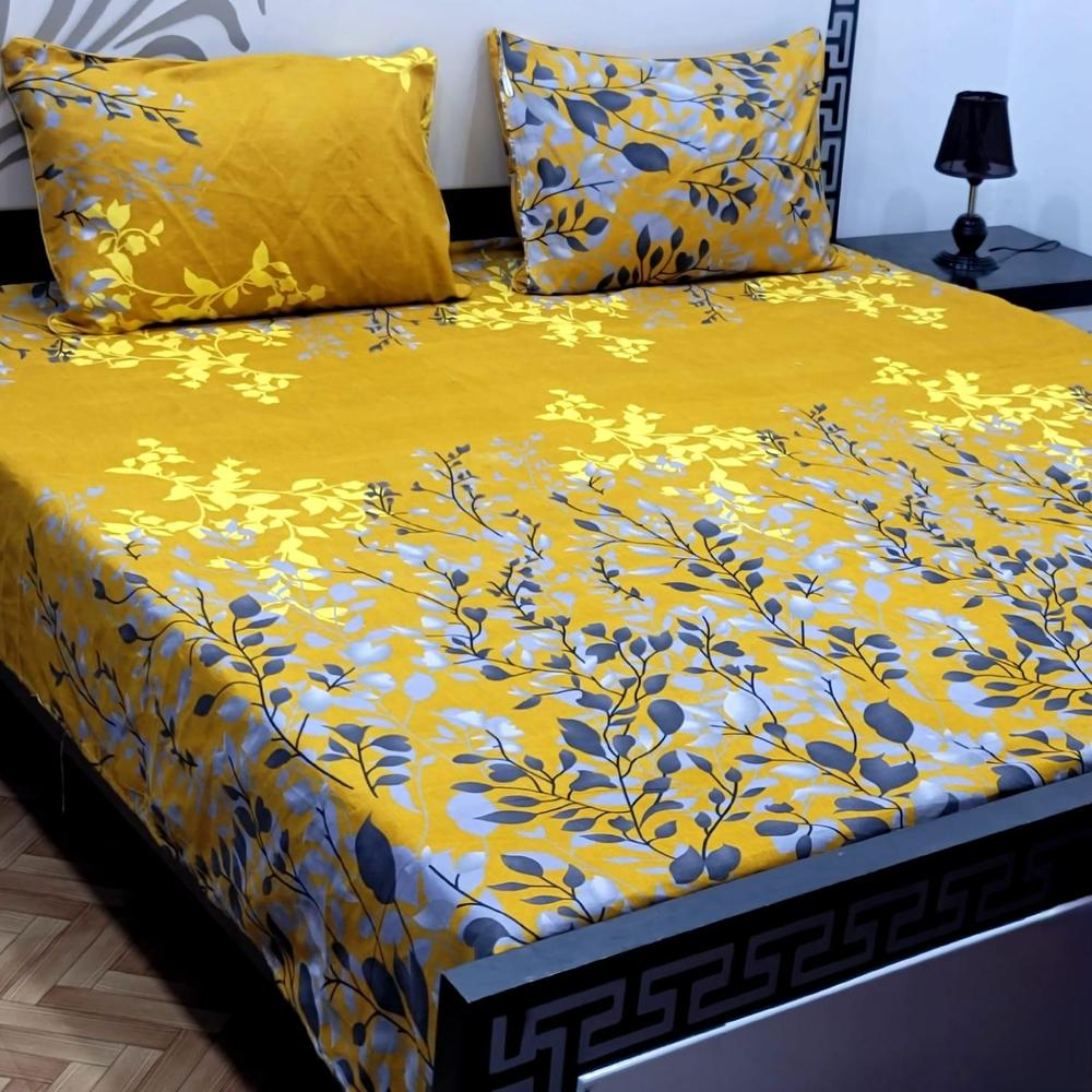 3 Pcs Cotton Sotton Printed Double Bedsheet