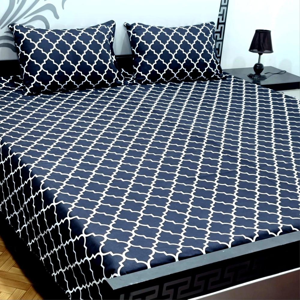 3 Pcs Cotton Sotton Printed Double Bedsheet