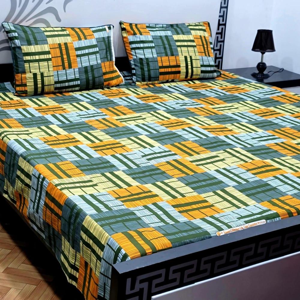 3 Pcs Cotton Sotton Printed Double Bedsheet