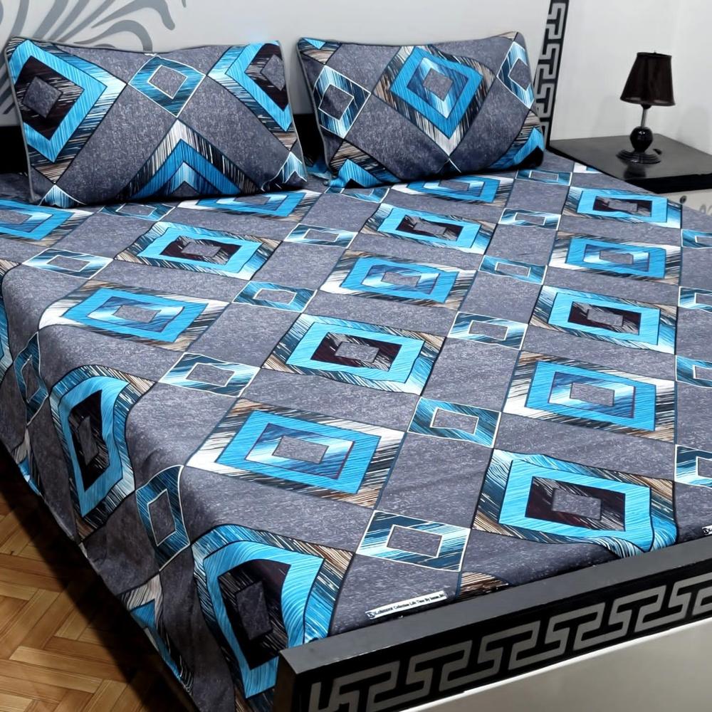 3 Pcs Cotton Sotton Printed Double Bedsheet