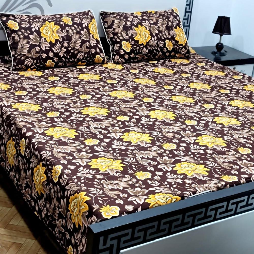 3 Pcs Cotton Sotton Printed Double Bedsheet