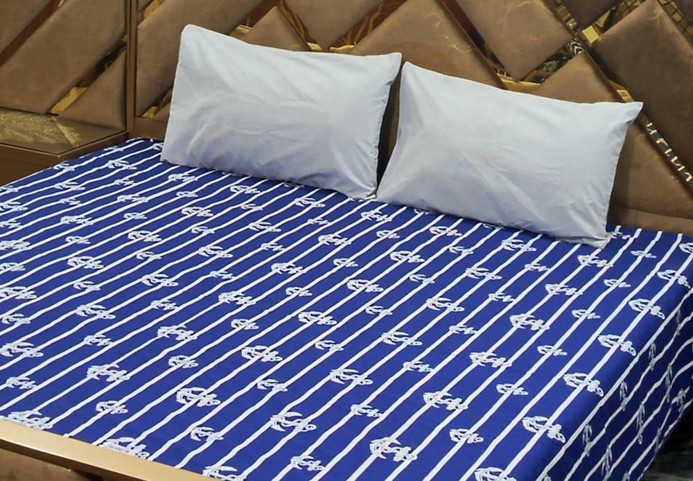 3 Pcs Cotton Printed Double Bedsheet