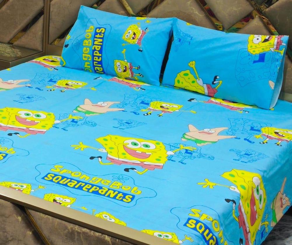 3 Pcs Cotton Printed Double Bedsheet
