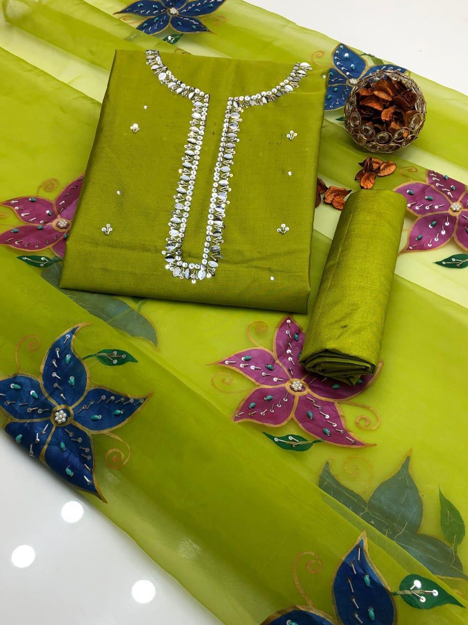 3 Pcs Women's Unstitched Printed Embroidered Suit