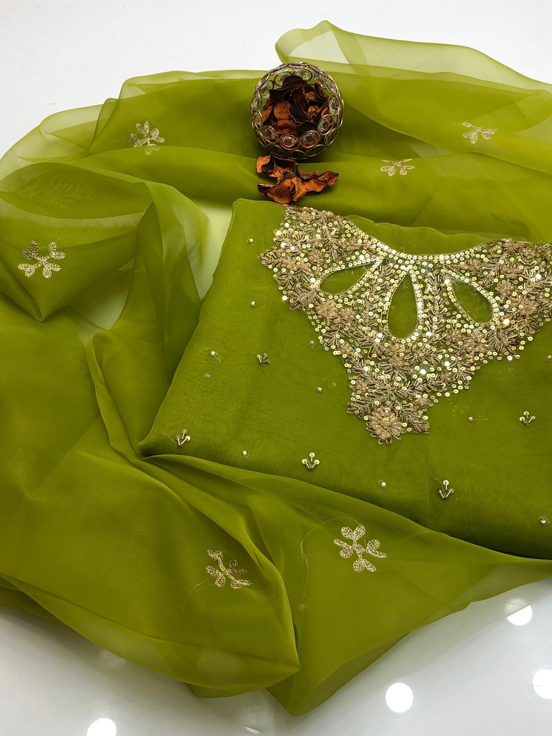 2 Pcs Women's Unstitched Hand Embroidered Suit