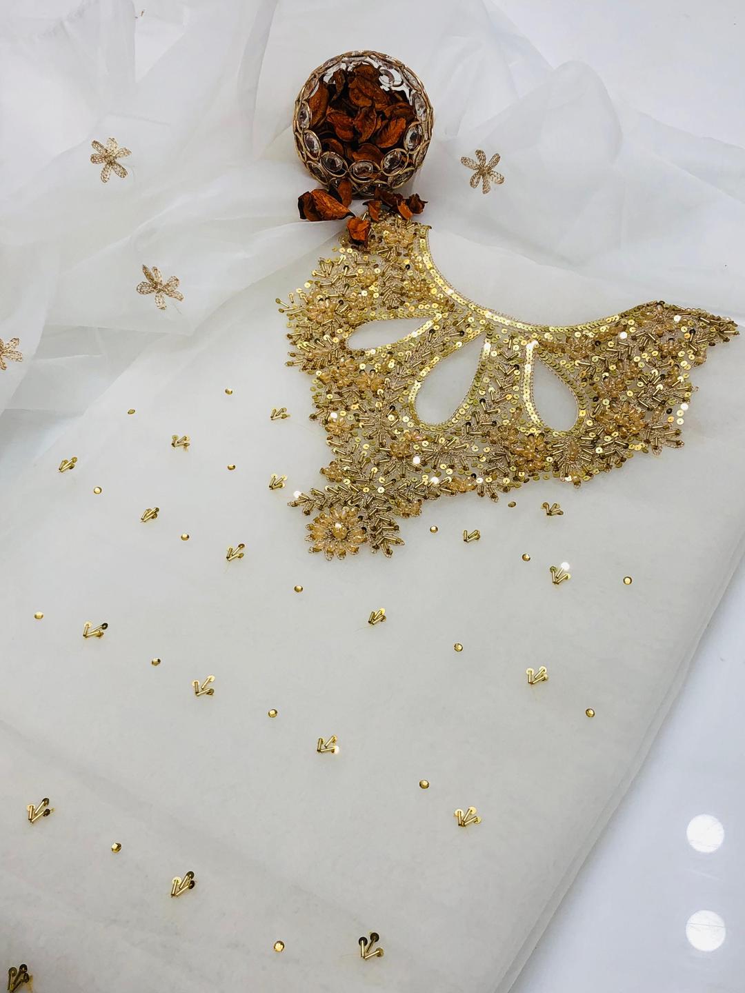 2 Pcs Women's Unstitched Hand Embroidered Suit