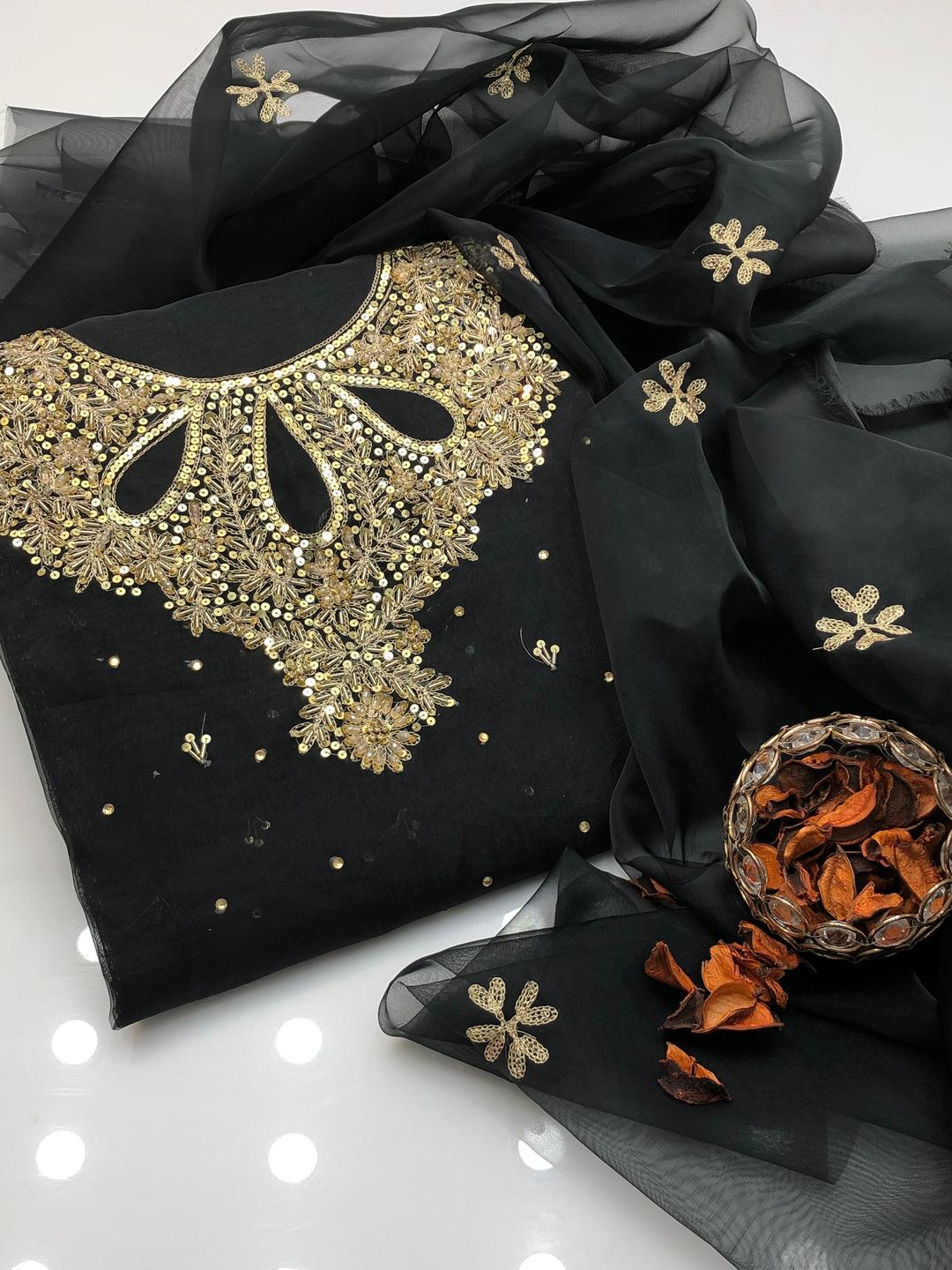 2 Pcs Women's Unstitched Hand Embroidered Suit