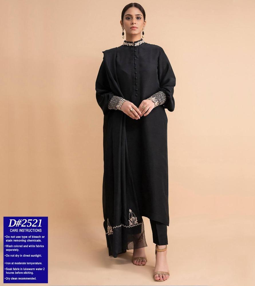 3 Pcs Women's Unstitched Dhanak Embroidered Suit