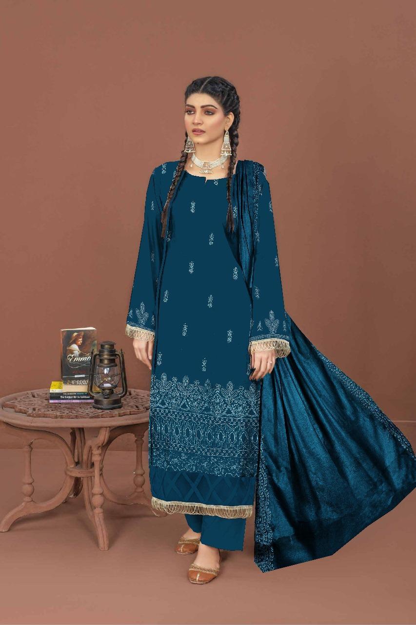 3 Pcs Women's Unstitched Embroidered Suit