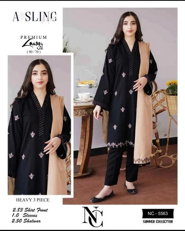 3 Pcs Women's Unstitched Embroidered Suit