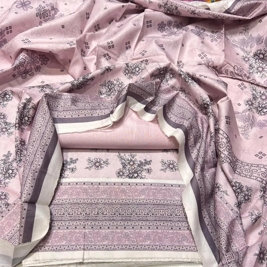 3 Pcs Women's Unstitched Printed Suit