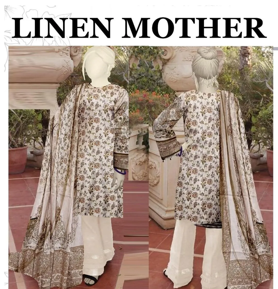 3 Pcs Women's Unstitched Printed Suit