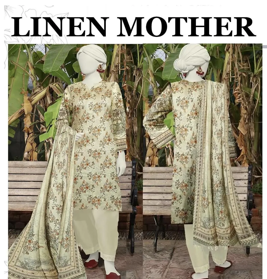 3 Pcs Women's Unstitched Printed Suit