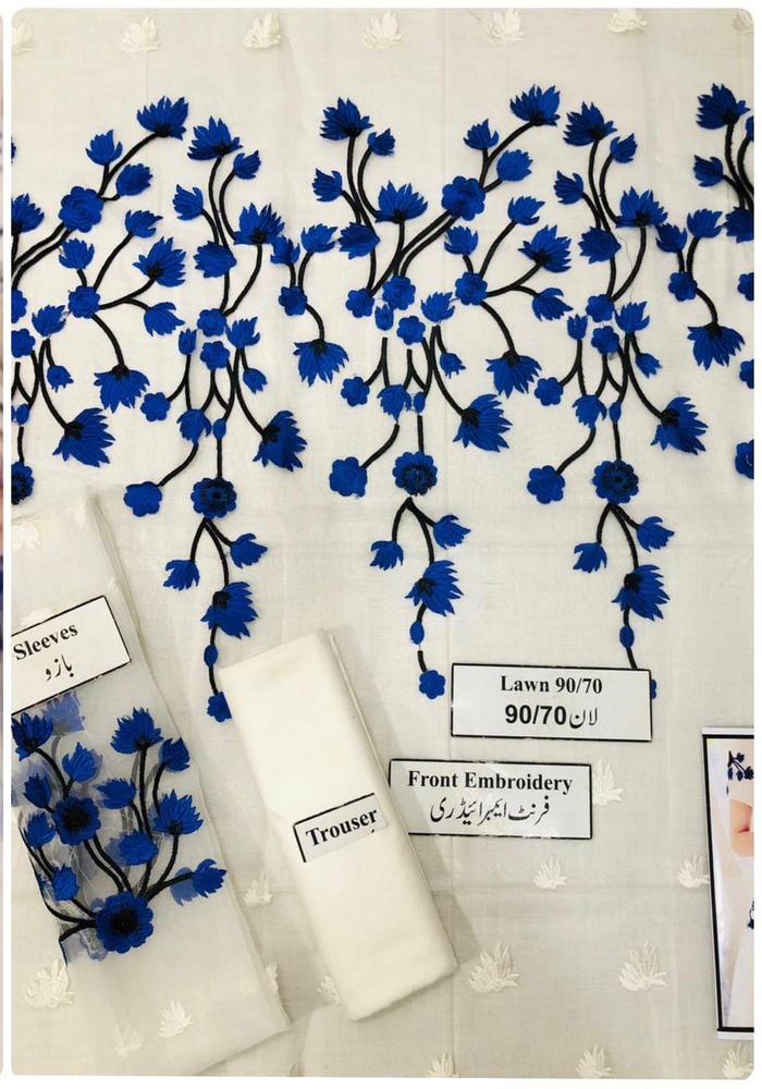 2 Pcs Women's Unstitched Organza Embroidered Suit