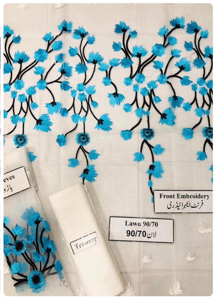 2 Pcs Women's Unstitched Organza Embroidered Suit