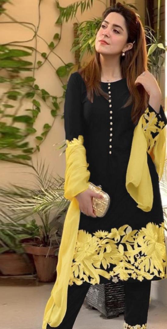 2 Pcs Women's Unstitched Linen Embroidered Suit