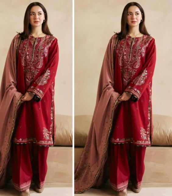 2 Pcs Women's Unstitched Embroidered Suit