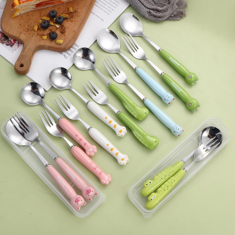 2 Pcs Multicolor Stainless Steel Cutlery Set for Stylish Dining