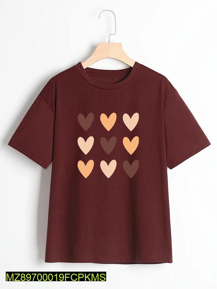 1 Pc Women's Stitched Cotton Printed T-Shirt