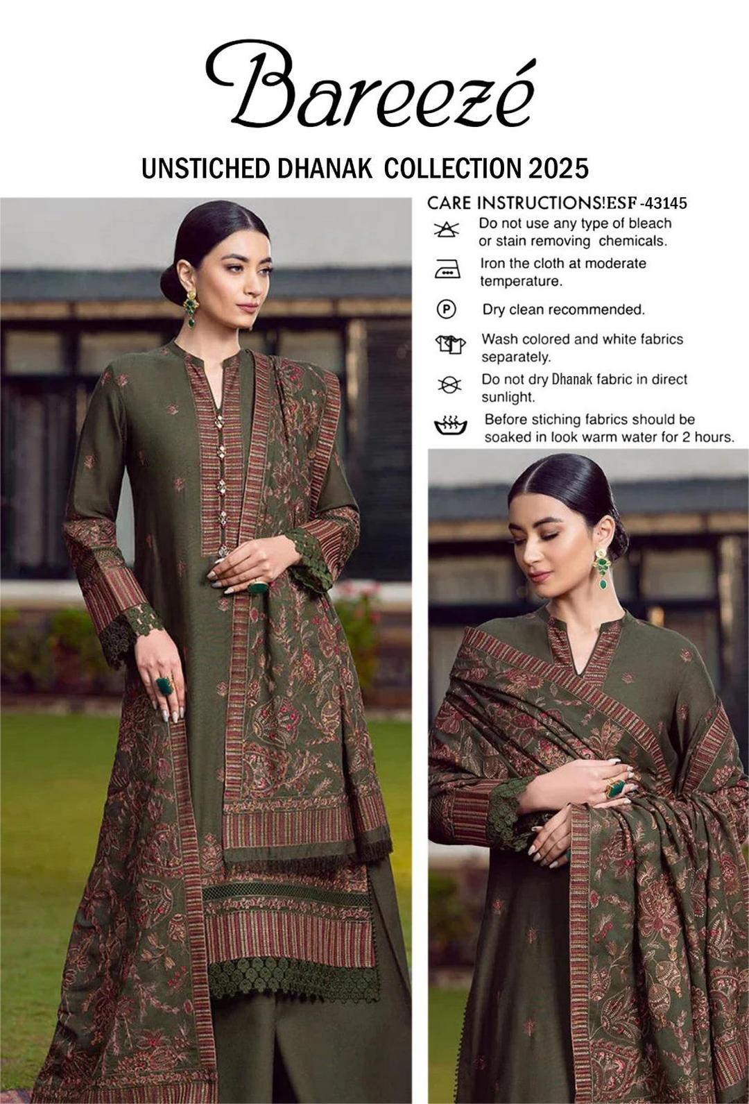 3 Pcs Women's Unstitched Embroidered Suit