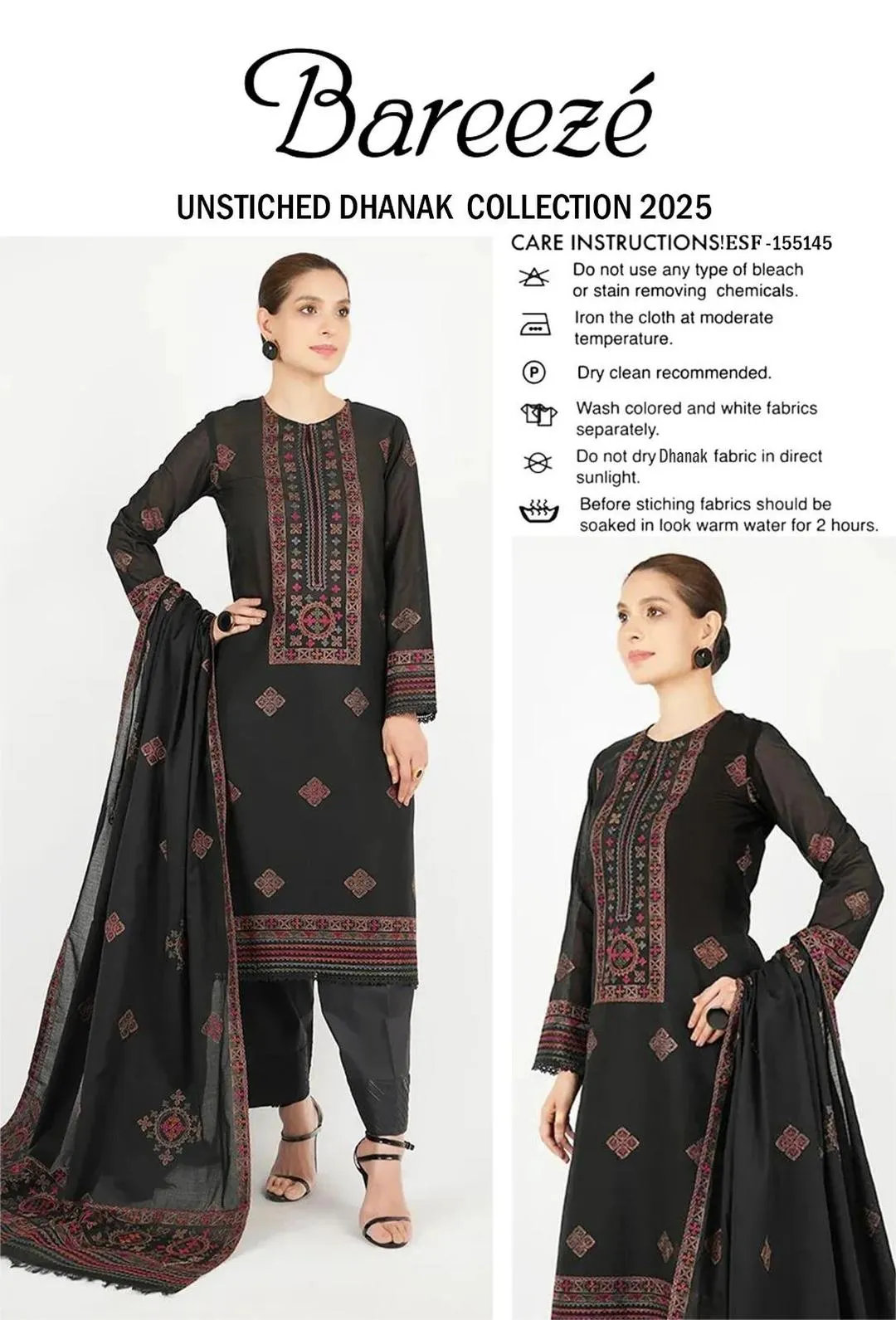 3 Pcs Women's Unstitched Embroidered Suit