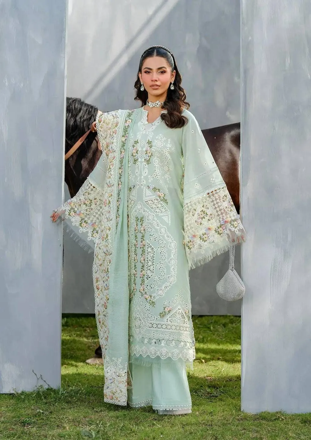 Green Chikankari 3-Piece Lawn Suit for Women
