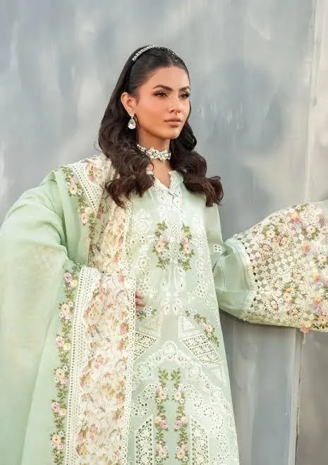 Green Chikankari 3-Piece Lawn Suit for Women