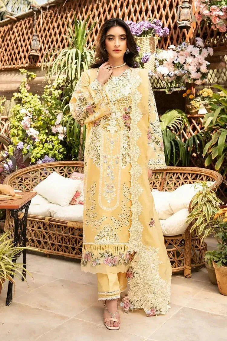 Unstitched Chikankari Lawn Suit Yellow for Eid Weddings