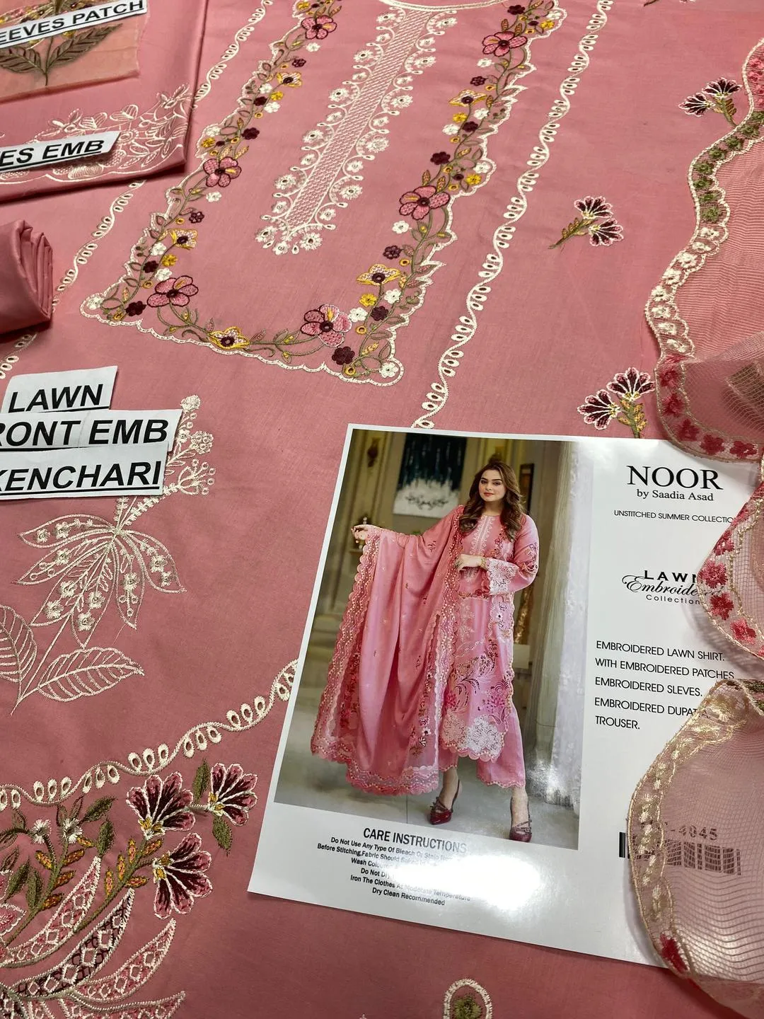 Pink Chikankari 3-Piece Lawn Suit for Women