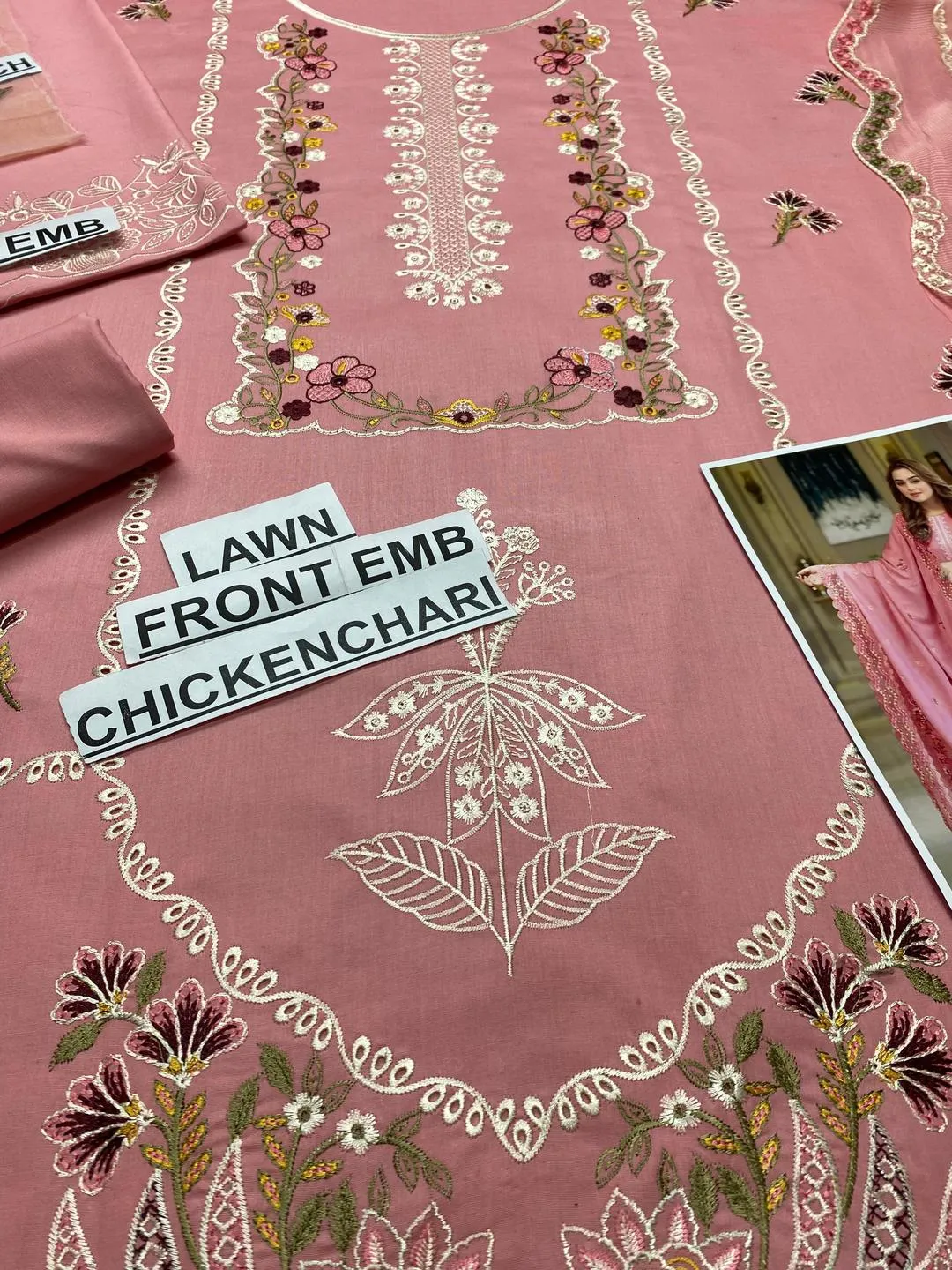 Pink Chikankari 3-Piece Lawn Suit for Women