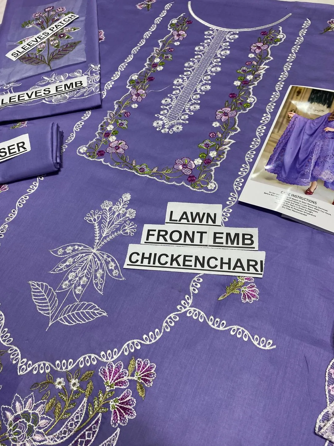 Purple Chikankari Lawn 3-Piece Suit for Women
