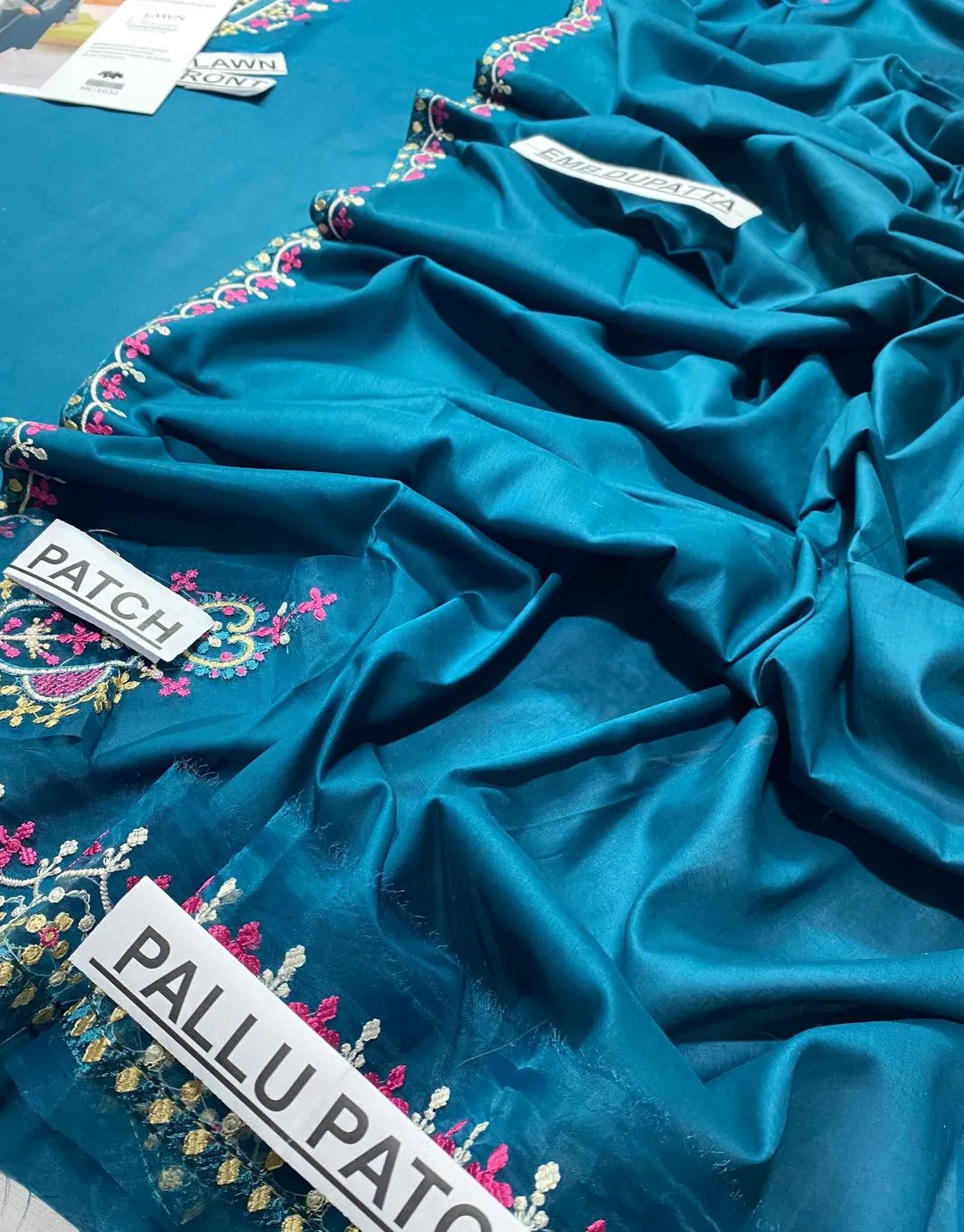 3-Piece Embroidered Lawn Suit Deep Blue for Eid & Weddings