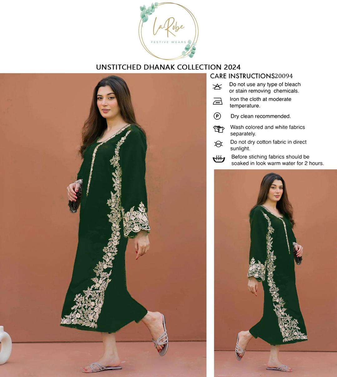 2 Pcs Women's Unstitched Embroidered Suit