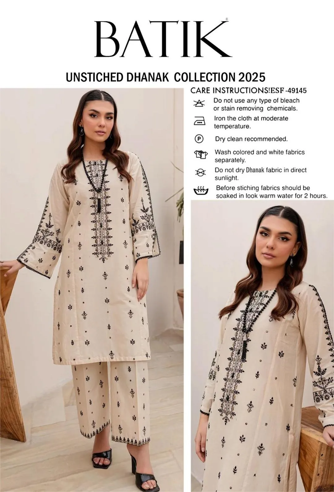 2 Pcs Women's Unstitched Embroidered Suit