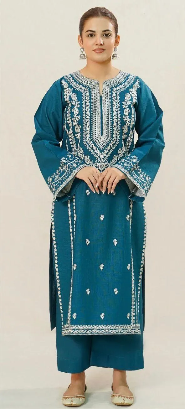 2 Pcs Women's Unstitched Embroidered Suit