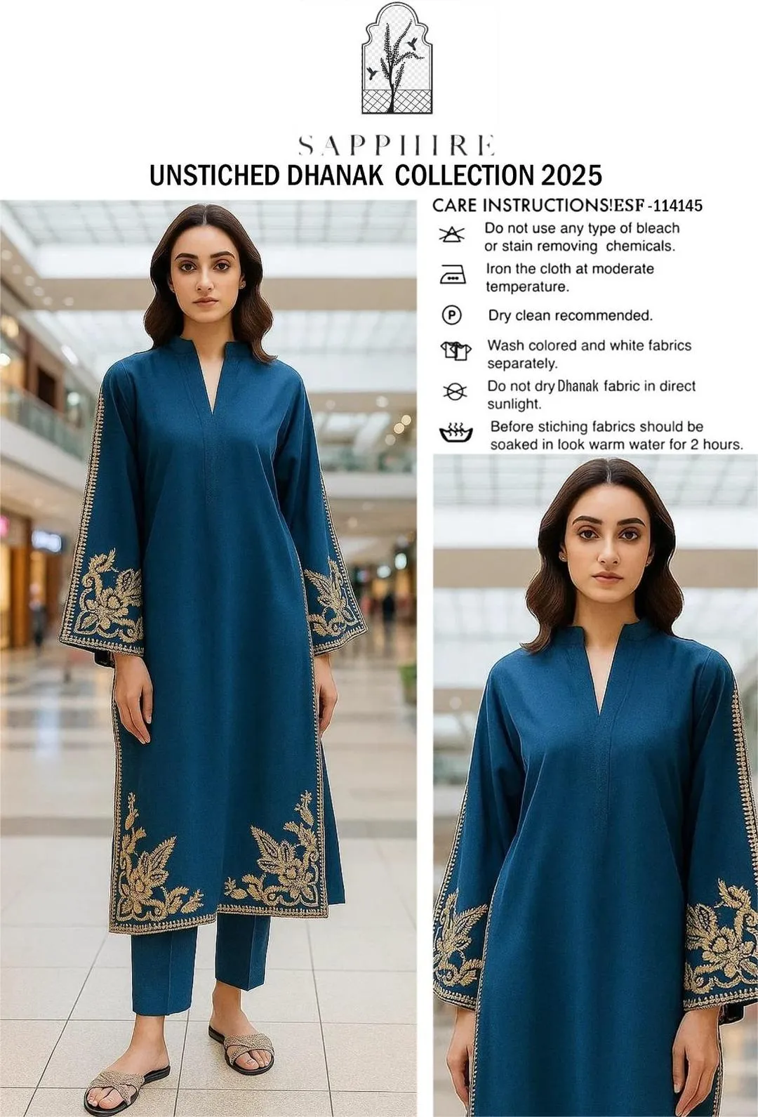 2 Pcs Women's Unstitched Embroidered Suit