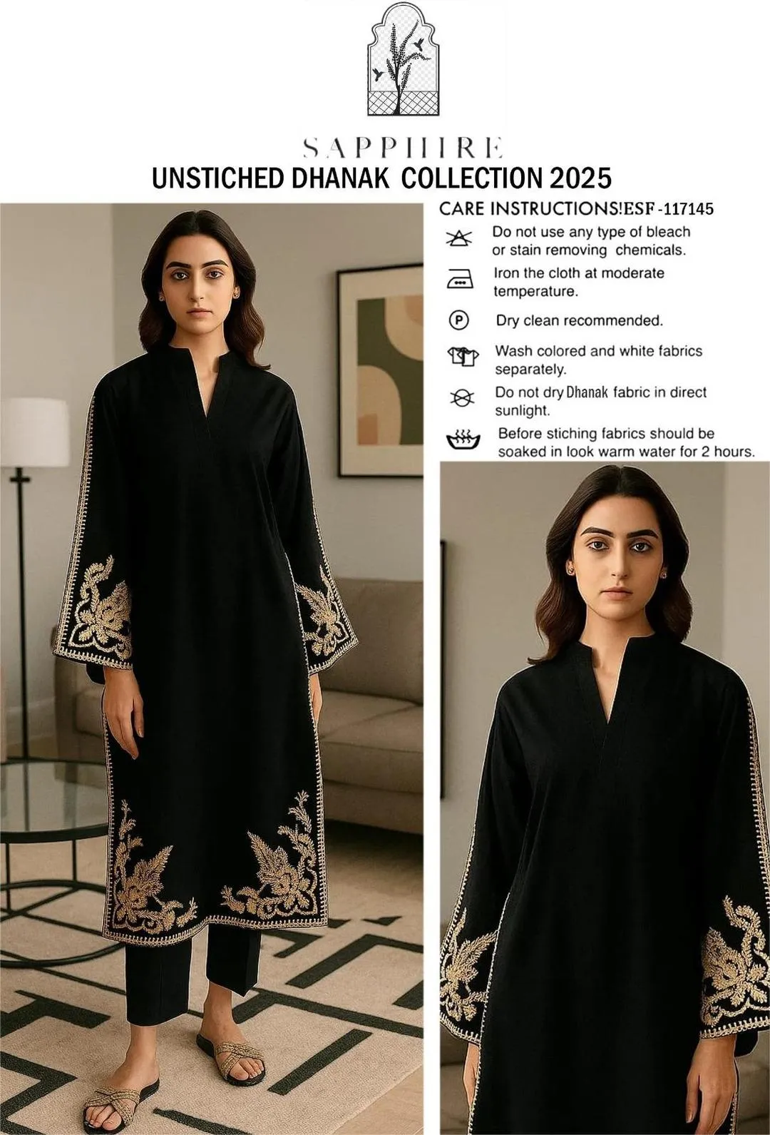 2 Pcs Women's Unstitched Embroidered Suit