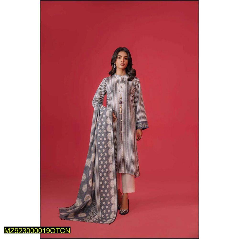 3 Pcs Women's Unstitched Lawn Printed Suit