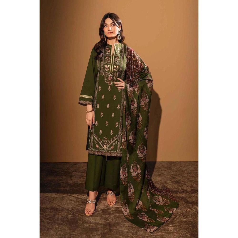 3 Pcs Women's Unstitched Lawn Printed Suit