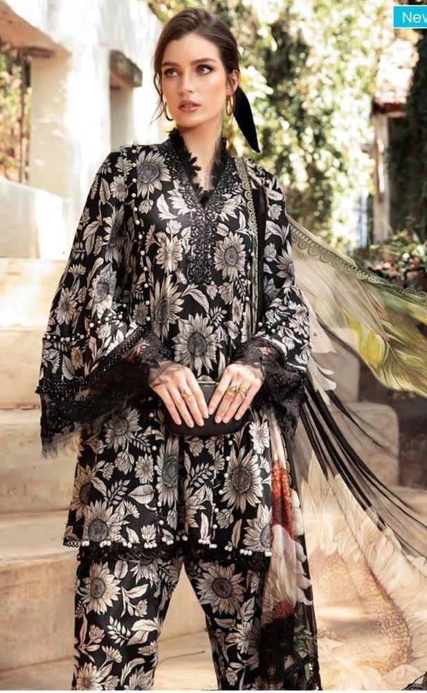 3 Pcs Women's Unstitched Lawn Printed Suit
