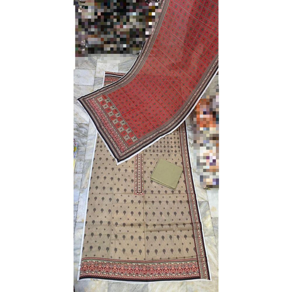 3 Pcs Women's Unstitched Lawn Digital Printed Suit