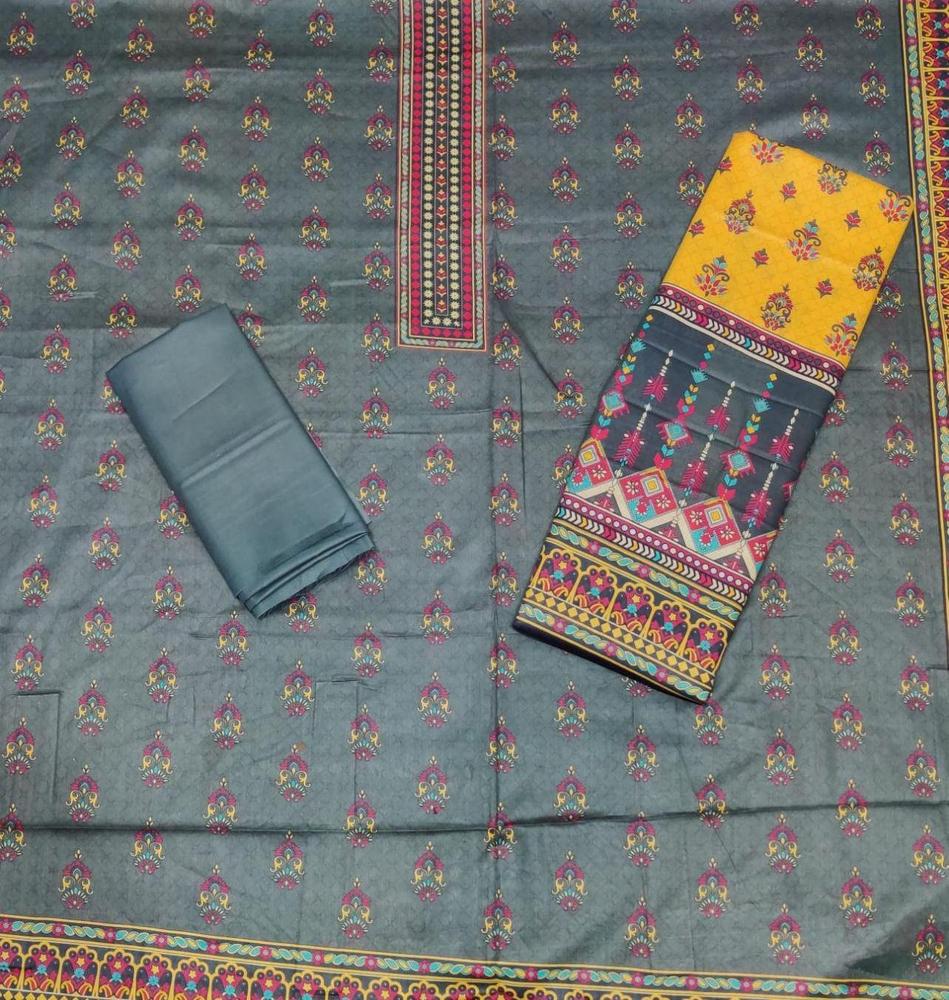 3 Pcs Women's Unstitched Lawn Digital Printed Suit