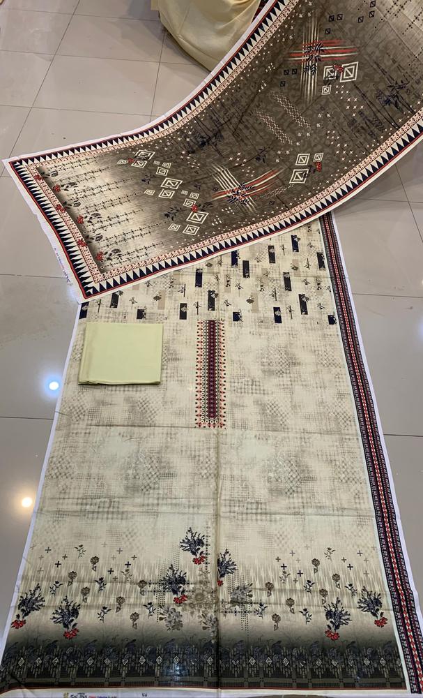 3 Pcs Women's Unstitched Lawn Printed Suit